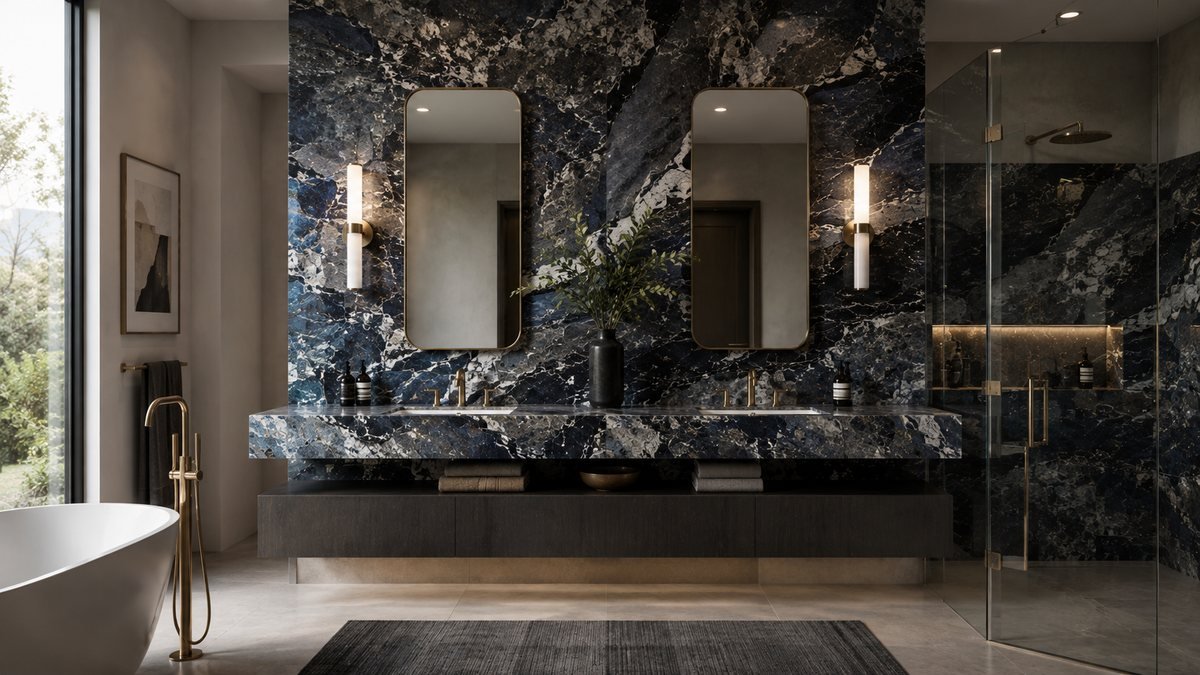 Explosion Blue marble bathroom application