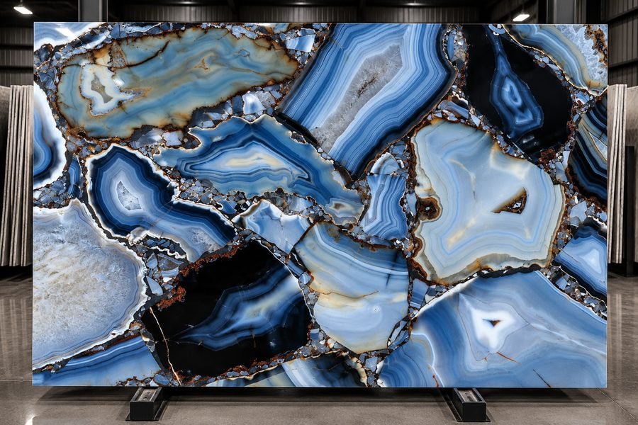 Agata Striato Blue Semi-Precious slab