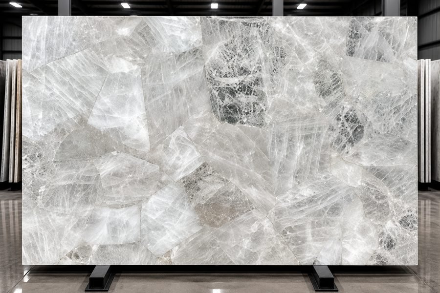 White Quartz Gem Semi-Precious slab